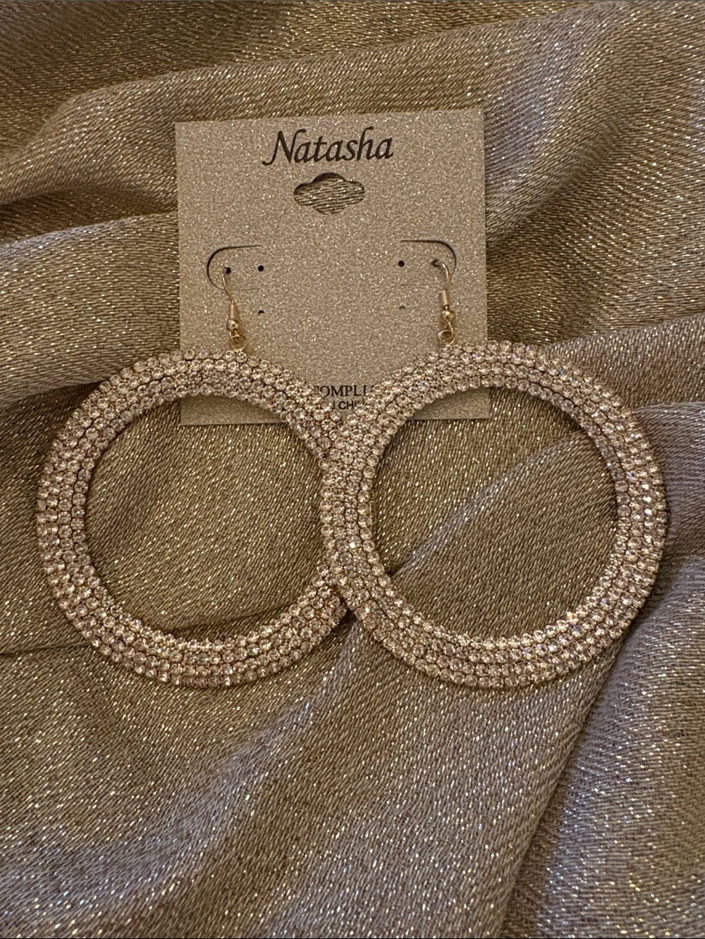 Natasha Couture Champagne Crystal Hoop Earrings